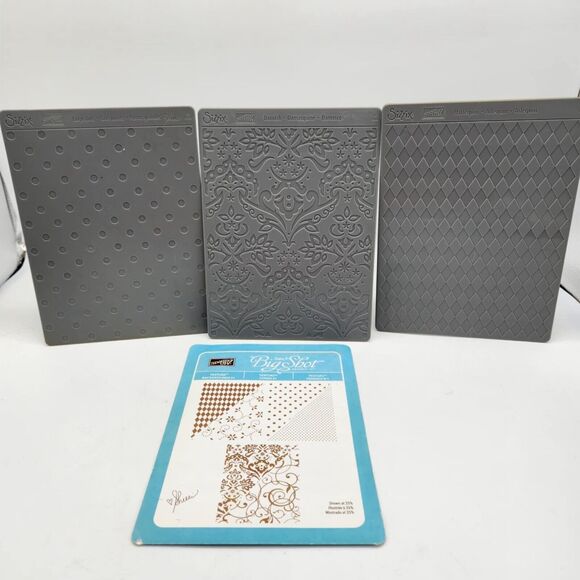 Stampin Up Texturz Backgrounds #1 Embossing Dies Plates Sizzix Big Shot - Picture 2 of 5